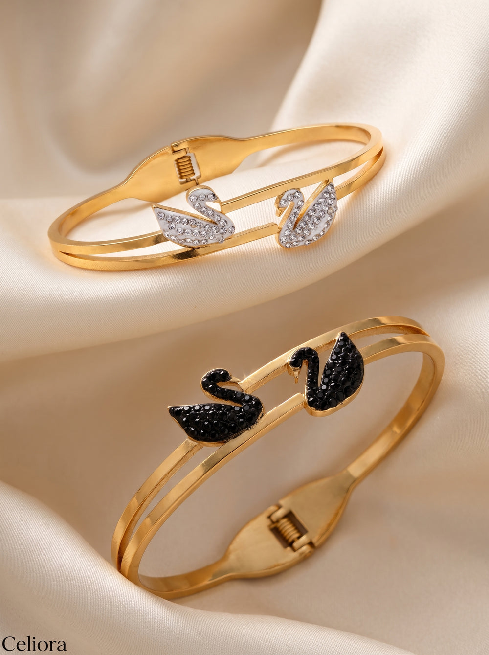 Celiora Swan Duet Bracelet elegant gold swan jewelry