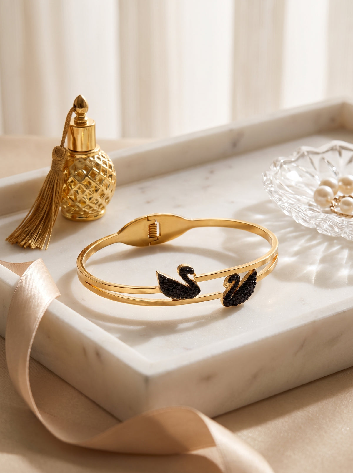 Celiora Swan Duet Bracelet gold bangle jewelry for women