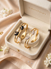 Celiora Swan Duet Bracelet in gold with crystal swan design